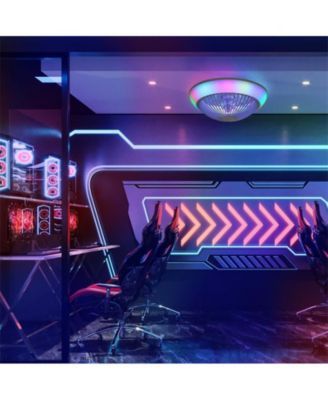 15-inch Modern 7-Blade RGB Colorful Ceiling Fan Light with Six Speed Remote Control and Forward Reverse Function