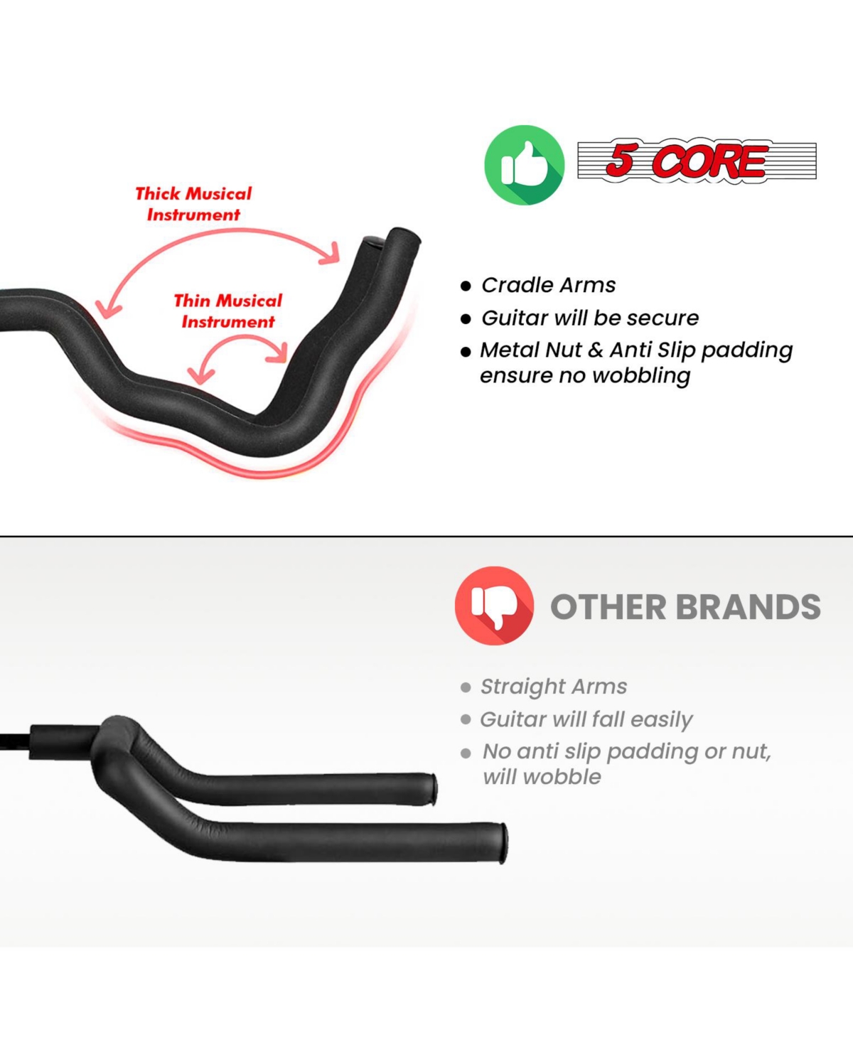 5 Core Guitar Stand Floor Foldingholder Soporte Para Guitarra for Acoustic Electric Bass