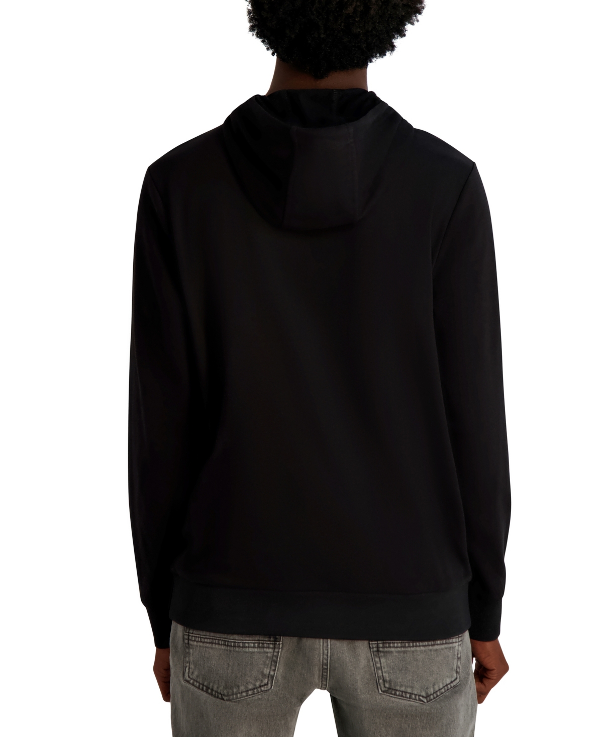 Karl Lagerfeld Men's French Terry Texture Pull-on Hoodie In Black