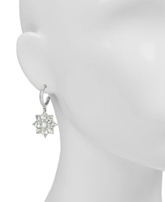 Silver Plated Floral Hoop Earrings 