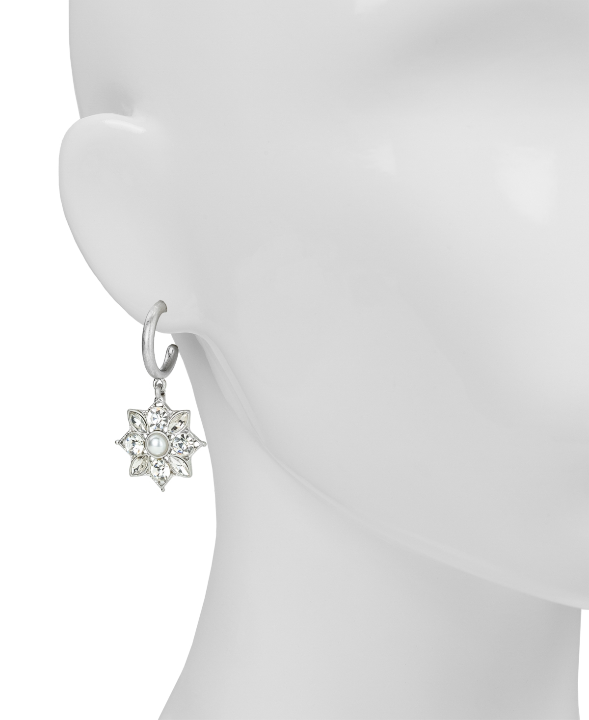 Patricia Nash Silver Plated Floral Hoop Earrings