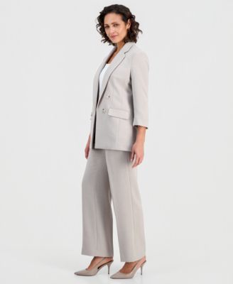 Women's Double Breasted Open-Front Blazer & High Rise Wide-Leg Pants