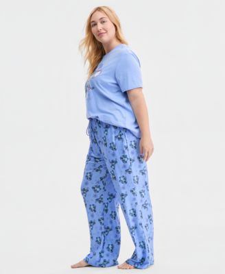 Trendy Plus Size Stitch Love Printed Drawstring Pants