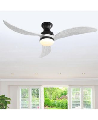 52-inch Modern Classic Black 3-Blade Flush Mount with Intelligent Remote Control and Light