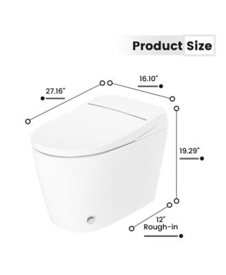 Smart Elongated One-Piece Bathroom Fixture With Heated Seat, Auto Flush Night Light And Deodorizer