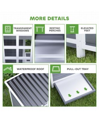 39" Wooden Chicken Coop with Nesting Box, Tray, for 4-6 Chickens