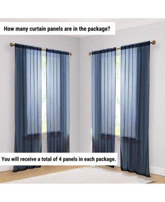 Essentials Sheer Voile Window Treatment Rod Pocket Curtain Panels - Set Of 4