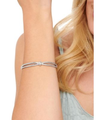 Love Knot Bangle Bracelet in Rhodium Plated Sterling Silver, Size Medium