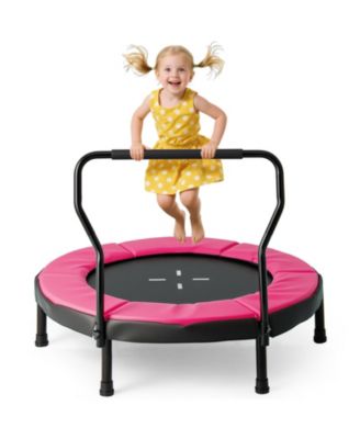40'' Trampoline for Kids Indoor/Outdoor Fitness Trampoline w/ Foam Handlebar