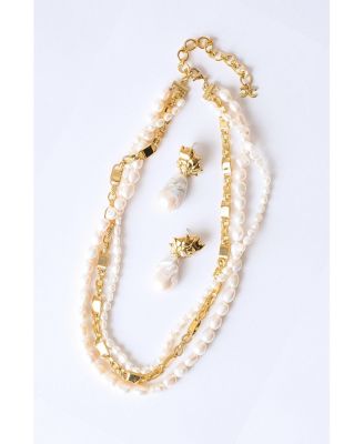 Leah Seashell Freshwater Baroque Pearl Drop Earrings