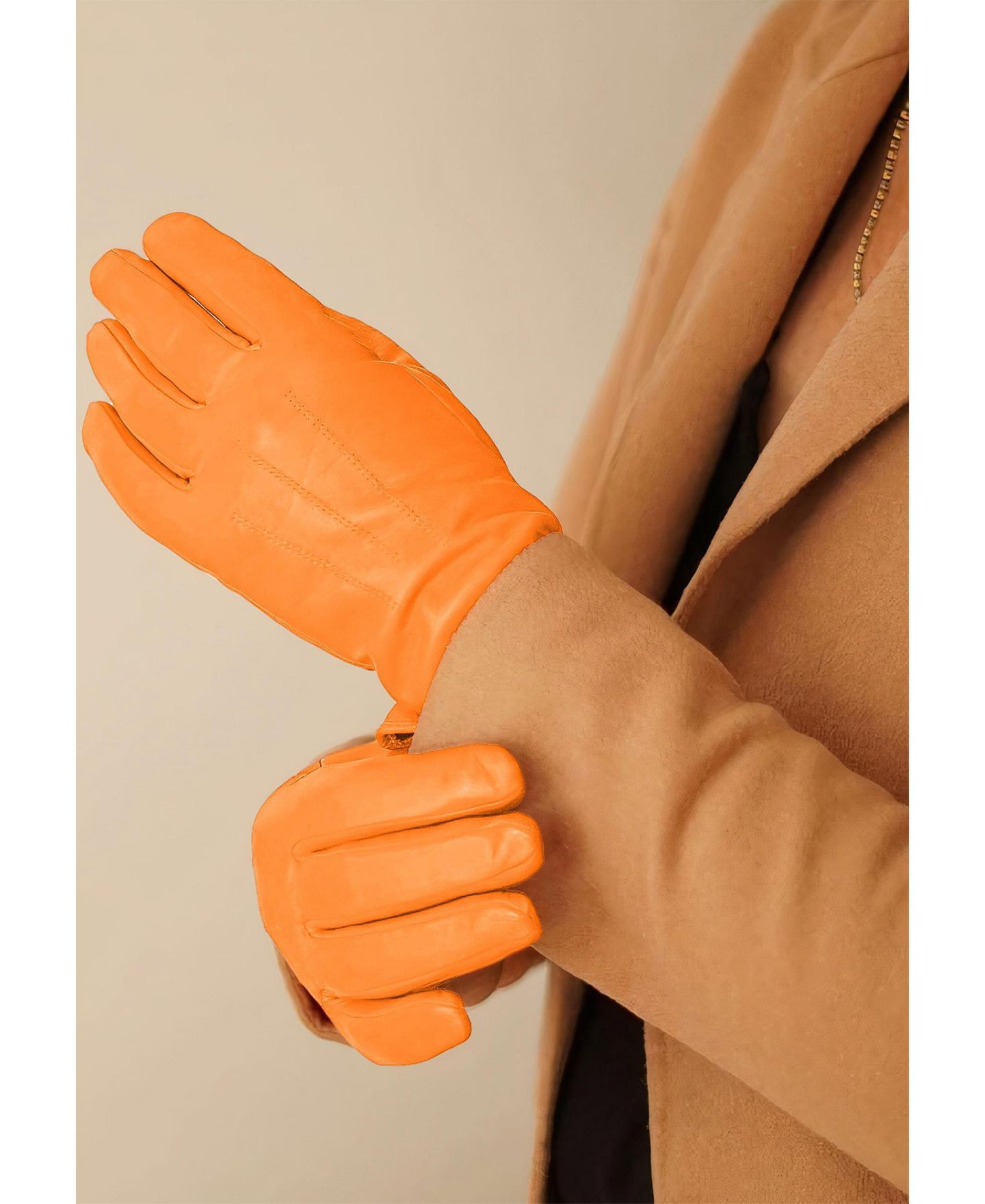 Женские перчатки KESSLER Premium lambskin leather glove "Carla, цвет: Яркий оранжевый — фото 5