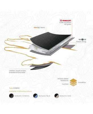 Men's Insolated Leather Palm and Touchscreen Snow Gloves "HAFJELL