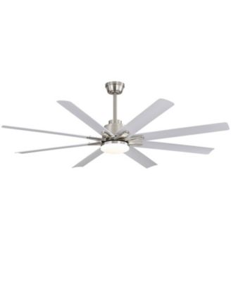 52-inch Modern Exquisite Sand Nickel 8-Blade Ceiling Fans with Adjustable Led Lights and Intelligent Remote Control.