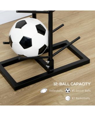 Ball Storage Rack, Basketball Holder, 12-Ball Organizer