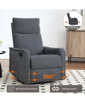 Heat Massage Manual Recliner Chair with Rocker and Swivel in Fabric for Living Room