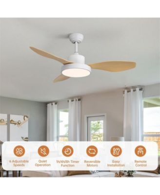 47-inch Modern White 3 Blades Ceiling Fan with Six-Speed Remote Control and Timing Function and Light Kit