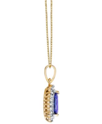 Tanzanite (5/8 ct. t.w.) & Diamond (1/4 ct. t.w.) Pendant Necklace in 10k Yellow Gold