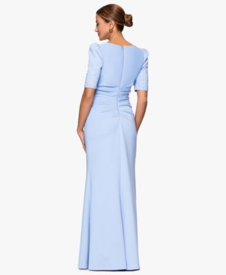 Women's Embellished Scuba Boat-Neck Gown