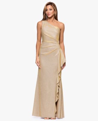 XSCAPE Women's One-Shoulder Glitter Long Dress - Macy's