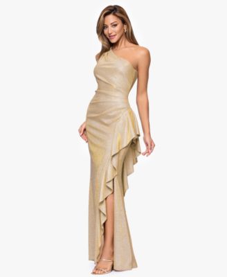 Women's One-Shoulder Glitter Long Dress