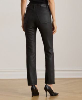Petite Coated High-Rise Straight Ankle Jeans