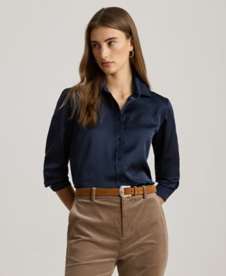 Lauren Ralph Lauren - Petite Classic Fit Satin Charmeuse Shirt