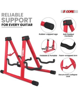 Double Guitar Stand Floor Adjustable A Frame Folding Acoustic Electric Guitars Holder Stands GSS 2N1 RED