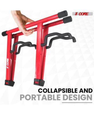 Double Guitar Stand Floor Adjustable A Frame Folding Acoustic Electric Guitars Holder Stands GSS 2N1 RED