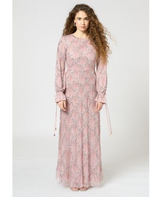 Women's Modest Embellished Sequin Beaded Dress