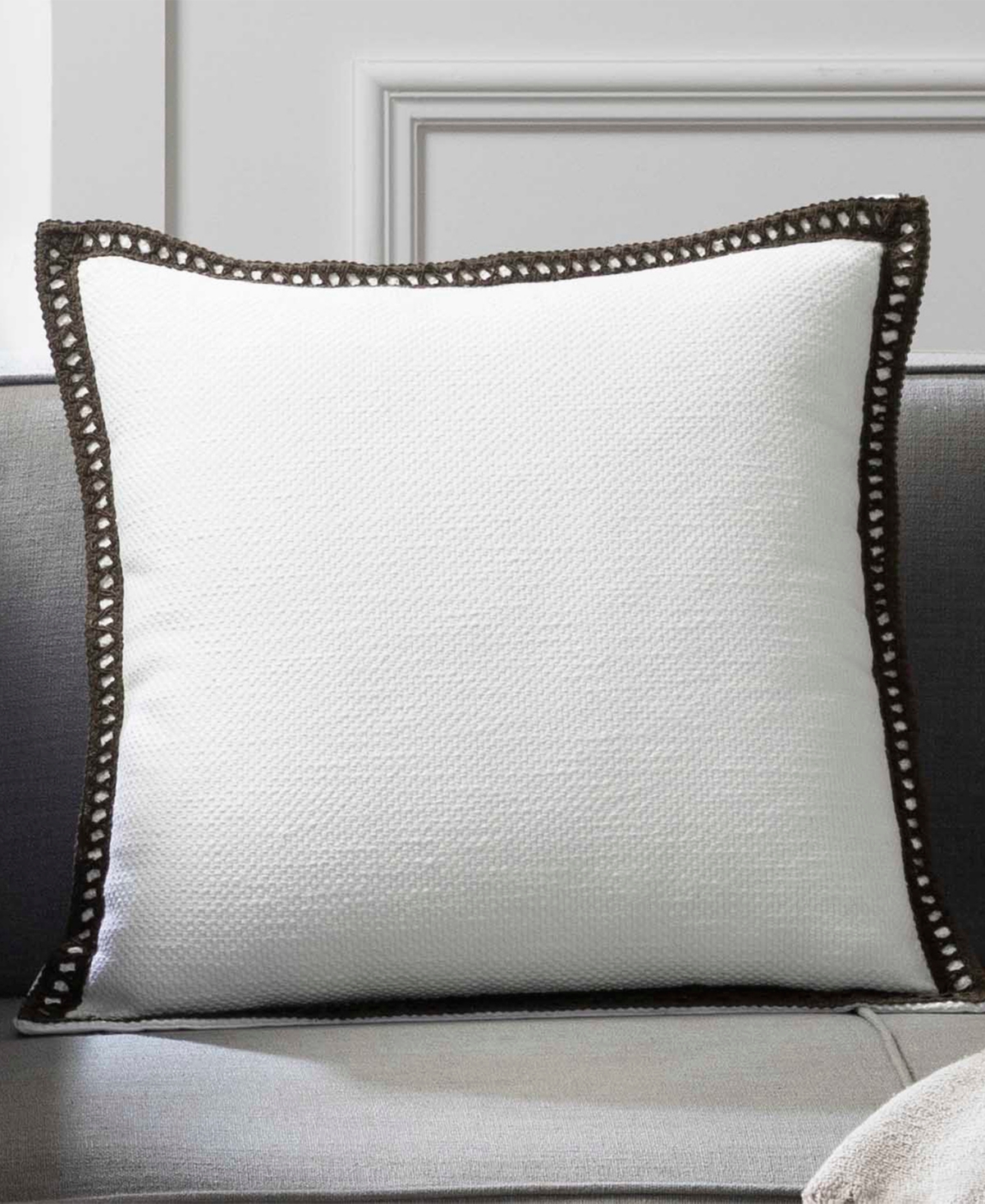Tahari Home Crochet Edge Decorative Pillow, 20" x 20"