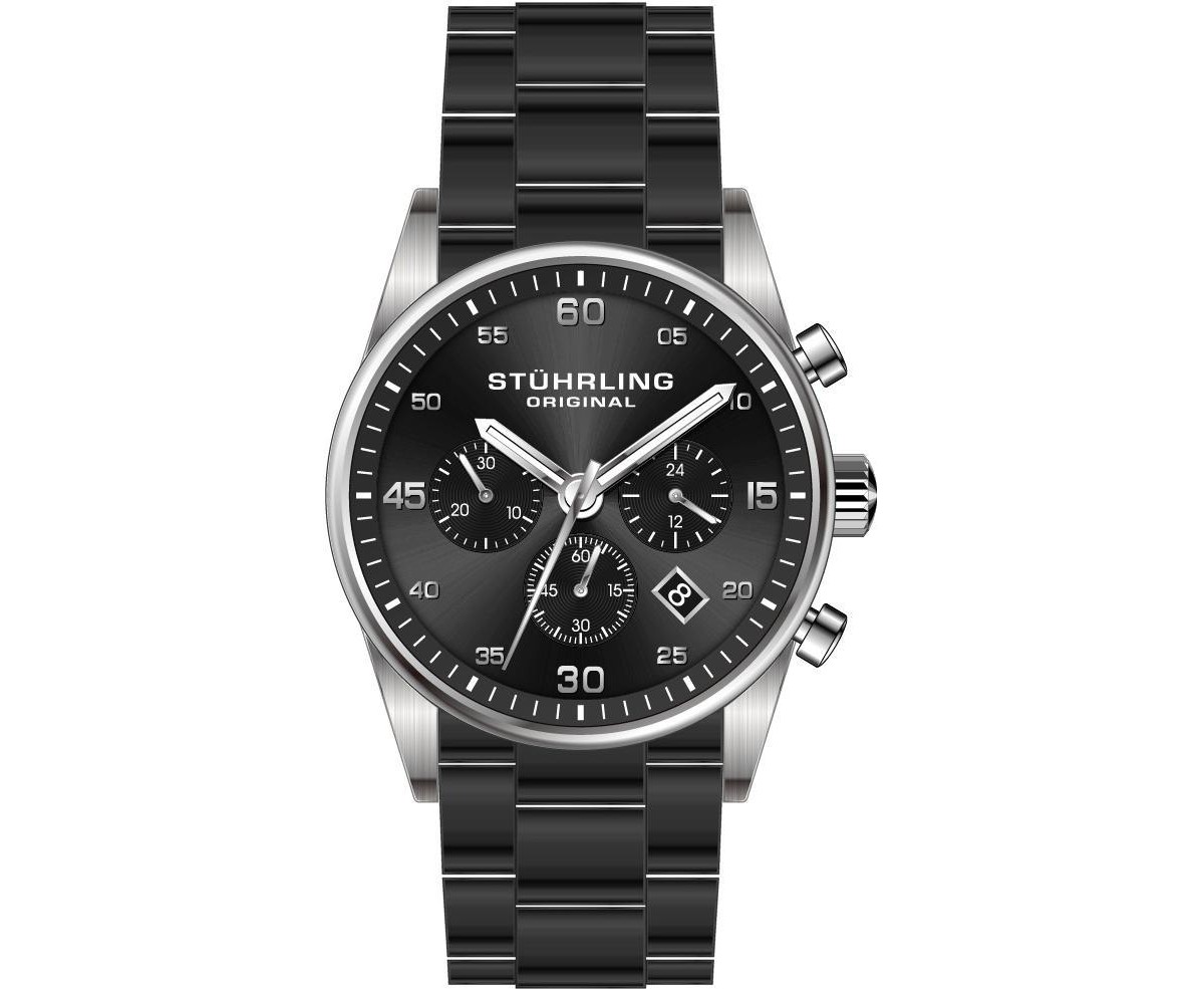 Мужские часы-хронограф Stuhrling Velocity 4076 кварцевые 43мм — фото 2