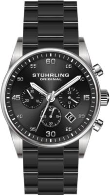 Stuhrling Velocity 4076 Chronograph Men s 43mm Quartz Watch - Multi-Function Dial Krysterna Crystal Silicone Strap 50M Wr - Blue 645$