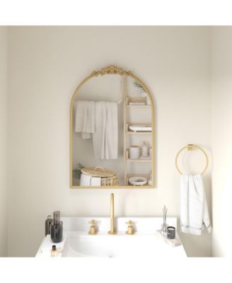 Monte Arched Wall Mirror with Baroque Style Detail, and Aluminum Backed Glass for Clarity for Entryways, Bathrooms & More