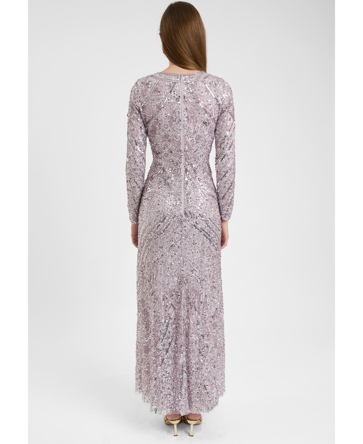 Maryisa Women's Modest Embellished Allover Sequin Beaded Dress Maxi