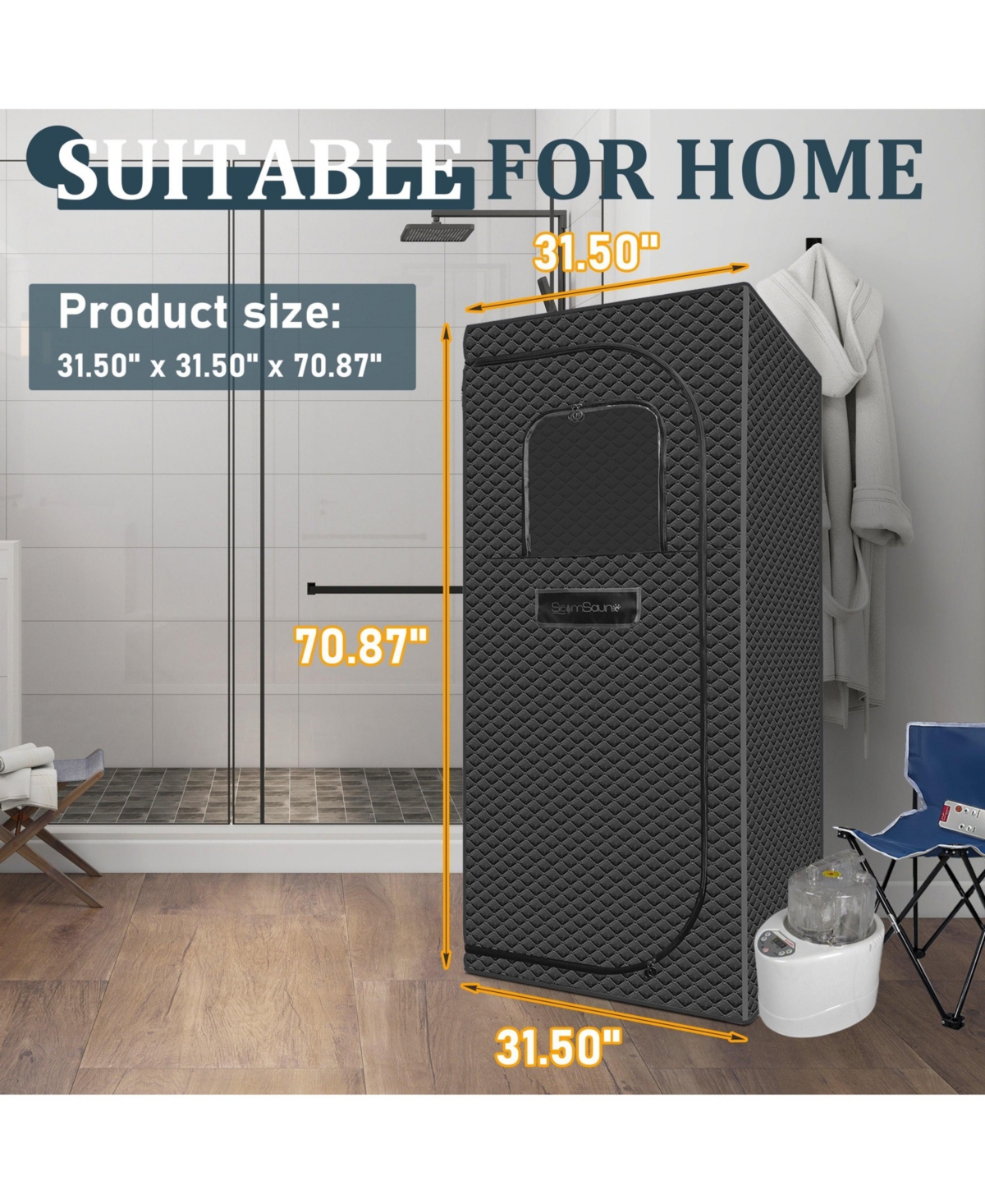 Mondawe Portable Full-Size Steam Sauna Tent with 4L 1500W Steam Generator & Chair