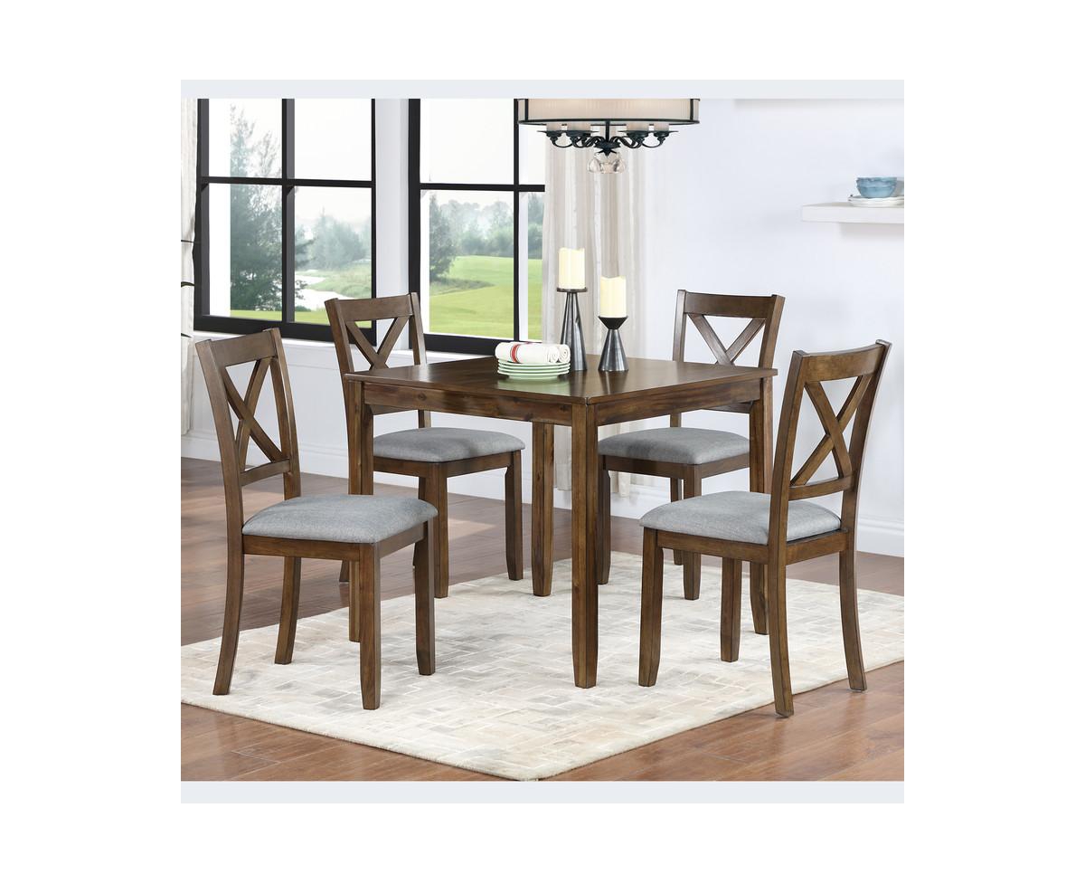 sumyeg 5-Piece Walnut Wood Dining Set with Table and 4 Chairs
