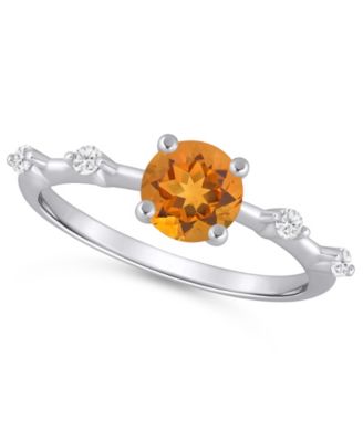 Amethyst (3/4 ct. t.w.) and White Diamond (1/10 ct. t.w.) Ring in 10k White Gold 