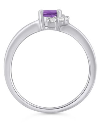 Amethyst (3/4 ct. t.w.) and White Diamond (1/20 ct. t.w.) Ring in 10k White Gold 