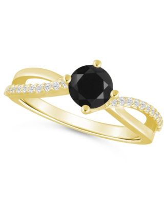 Onyx and White Diamond (1/6 ct. t.w.) Ring in 10k White Gold 