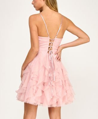 Juniors' Strappy Petal Detail Skirt Dress