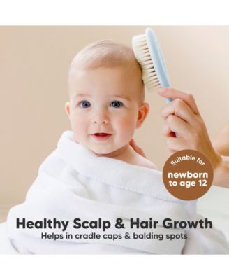 Baby Hair Brush and Comb Set, Oval Wooden Baby Brush Set for Newborns, Infant, Toddler Grooming Kit