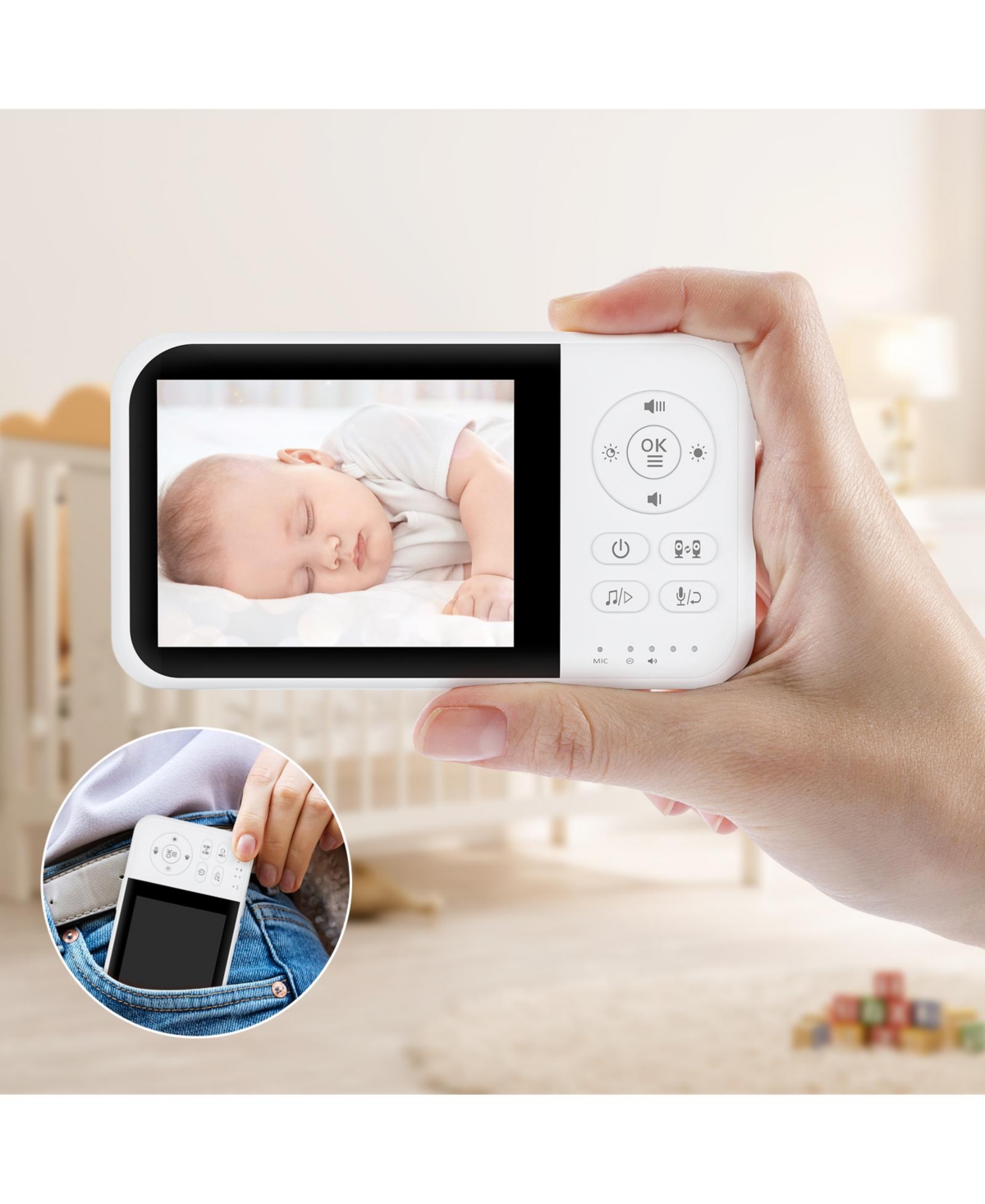 Sugift Video Baby Monitor with 3.5" Lcd Screen, 2.4GHz Fhss Transmission, Night Vision, Temperature Sensor, Two-Way Talk, Vox Mode