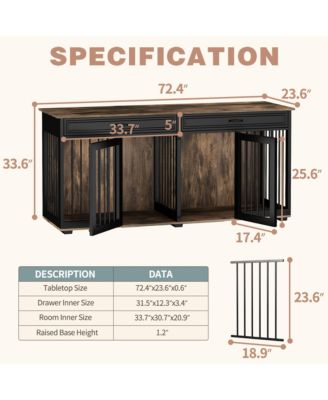 Furniture Style Dog Crates Large Wooden Pet Kennels with 2 Drawers