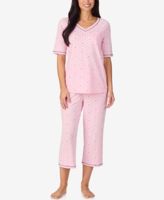 Printed Elbow-Sleeve Top & Capri Pants Pajama Set
