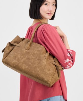 Stud Nubuck Medium Soft Satchel Bag, Macy's Exclusive