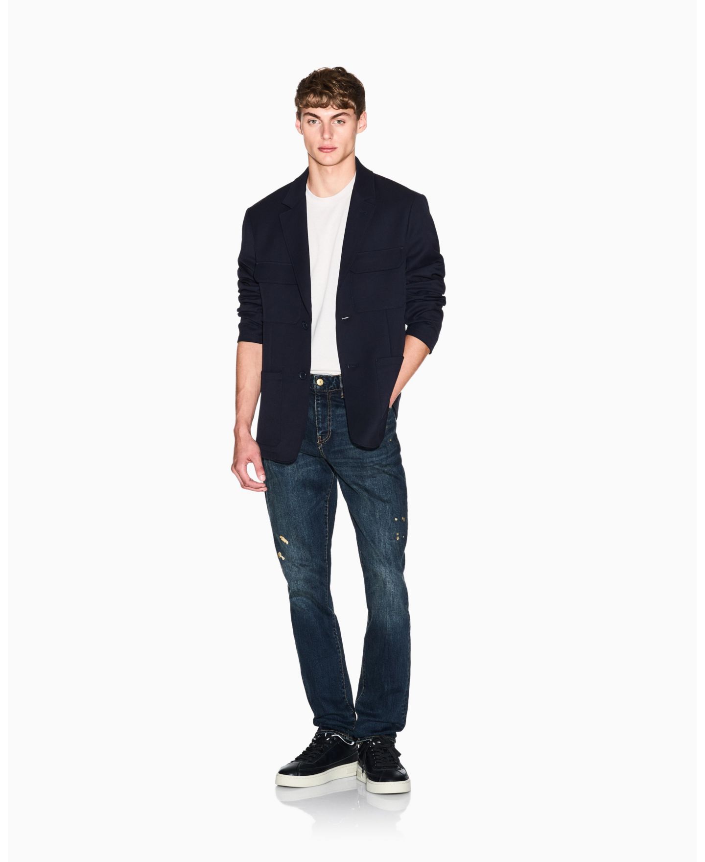 Мужские джинсы A|X Armani Exchange J14 Slim Gold Splatter, цвет: Синий джинсовый — фото 3