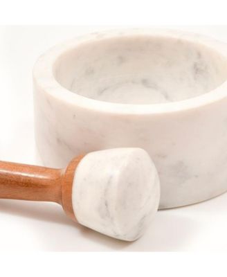 Marble and Wood Mortar & Pestle