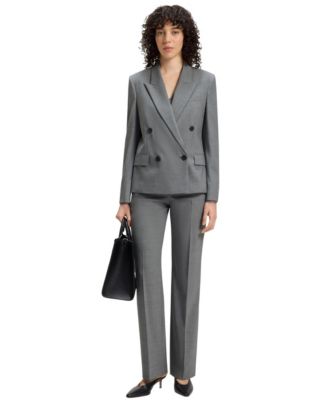 Women's M&eacute;lange Virgin Wool Relaxed-Fit Pants