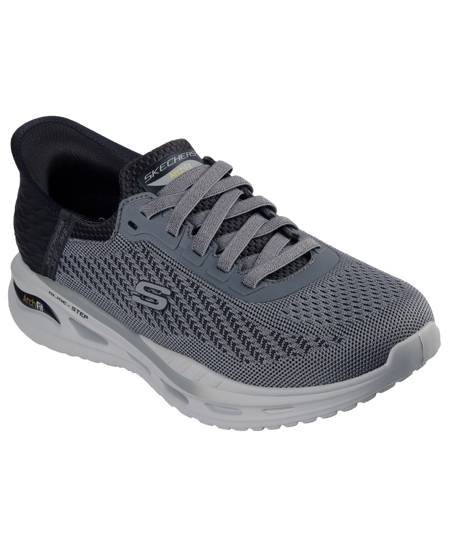 Мужские кроссовки Skechers Slip-Ins Relaxed Fit: Arch Fit Orvan - Drex Casual Wide-Width Walking, цвет: Серый / Чёрный — фото 1