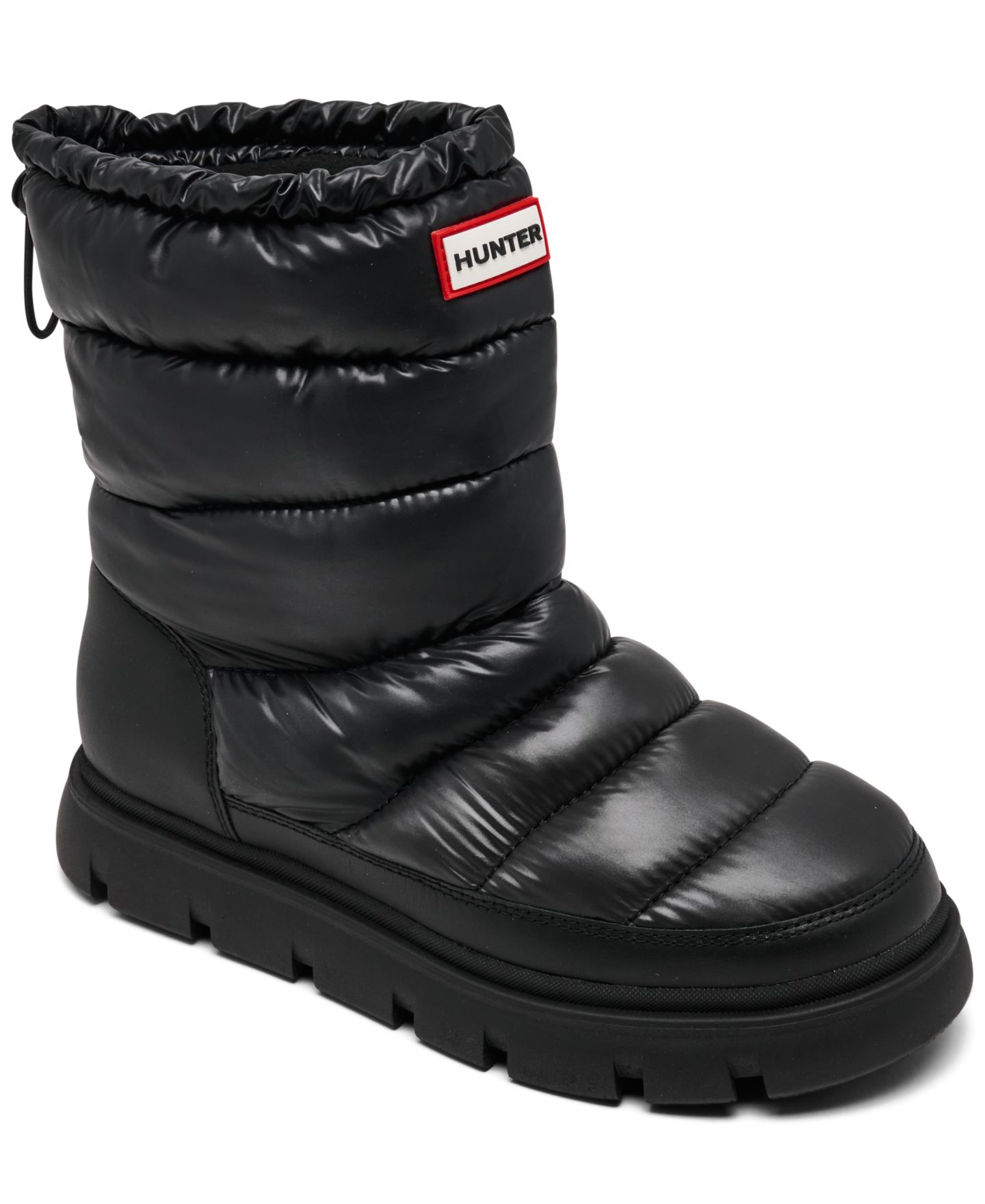 Женские ботинки Hunter Maribel Lug Sole Insulated Waterproof Snow Booties, цвет: Чёрный — фото 1